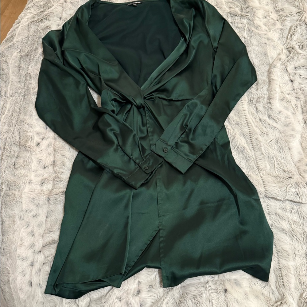 Elegant Green Satin Dress